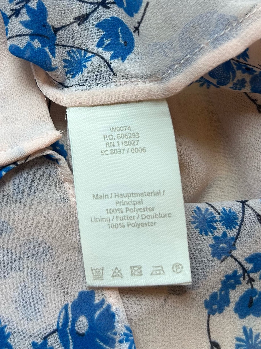 Boden Light Pink Blue Floral Ruffle Buttondown Top Preppy British Style Size 6 - Picture 7 of 7